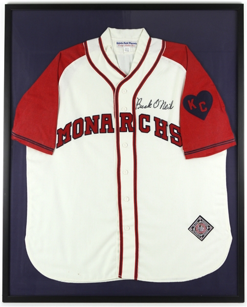 2000s Buck ONeil Kansas City Monarchs Signed 33" x 41" Framed Ebbets Field Flannels Jersey (JSA) 