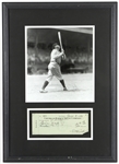 1937 Babe Ruth New York Yankees 17" x 25" Framed Display w/ Signed Check (JSA Full Letter)
