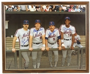1985 Gary Carter Darryl Strawberry Keith Herbnandez Davey Johnson New York Mets Signed 17" x 21" Framed Photo (JSA)