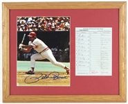 1987 Pete Rose Cincinnati Reds 14" x 18" Framed Display w/ Signed Photo & Lineup Card (JSA)