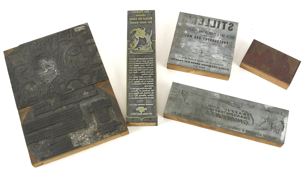 1950s-80s Green Bay Packers Program Advertisement Printing Plates - Lot of 5