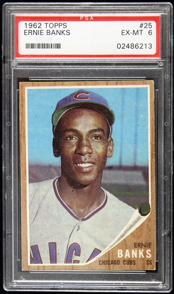 1962 Ernie Banks Chicago Cubs Topps Trading Card (PSA EX-MT 6)
