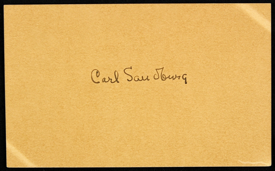 1950s Carl Sandburg American Author Signed 3" x 5" Index Card (*Full JSA Letter*)