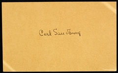 1950s Carl Sandburg American Author Signed 3" x 5" Index Card (*Full JSA Letter*)
