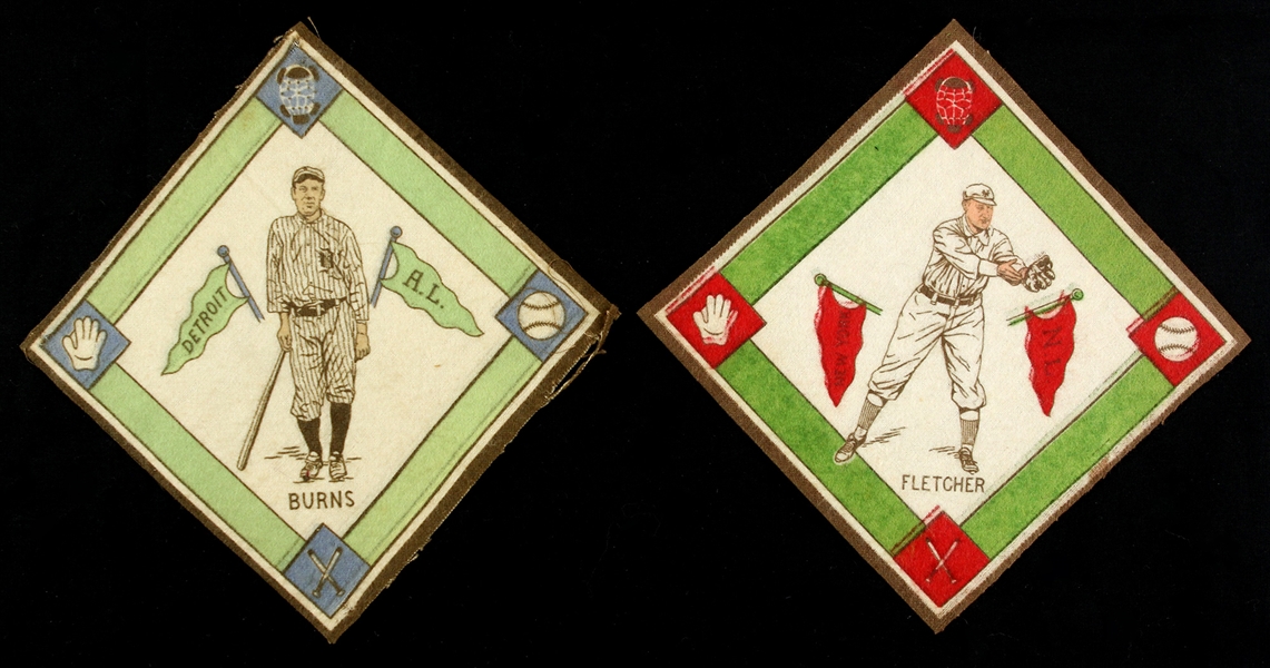 1914 George Burns Art Fletcher Tigers/Giants B18 Blanket Cards - Lot of 2