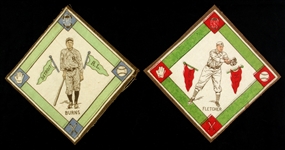 1914 George Burns Art Fletcher Tigers/Giants B18 Blanket Cards - Lot of 2