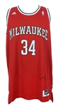 2013-16 Giannis Antetokounmpo Milwaukee Bucks Dual Signed Throwback Jersey (Player Hologram/COA)