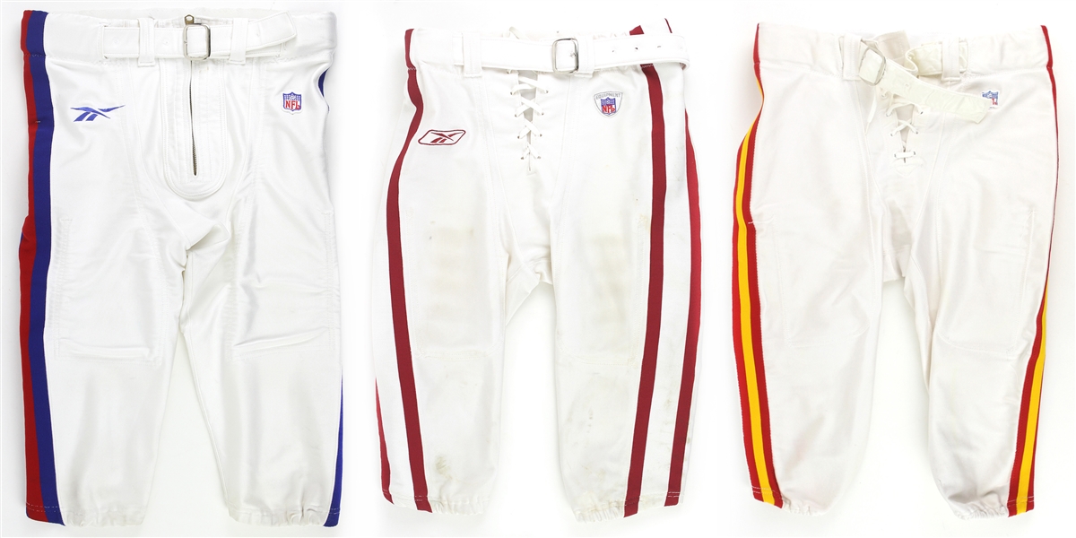 1989-2001 Game Worn Football Uniform Pants - Lot of 3 w/ Kent Graham New York Giants, Kansas City Chiefs & Arizona Cardinals(MEARS LOA)