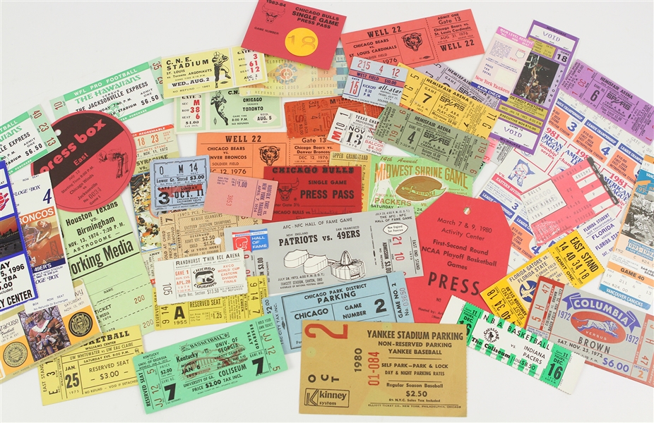 1970-1990 Baseball, Football, Hockey Ticket & Stubs Lot (45)