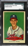 1954 Warren Spahn Milwaukee Braves Red Heart Dog Food Card (SGC 60)
