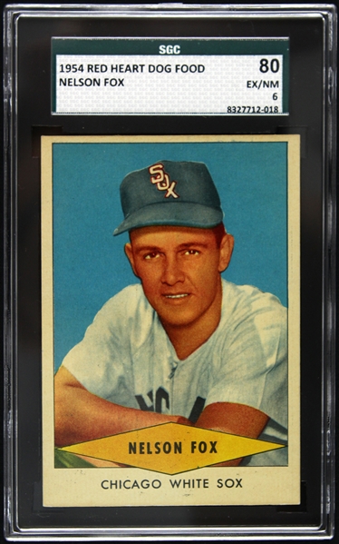 1954 Nelson Fox Chicago White Sox Red Heart Dog Food Card (SGC 80)