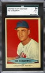 1954 Ted Kluszweski Cincinnati Reds Red Heart Dog Food Card (SGC 86)