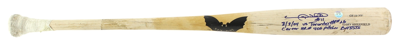 2004 (August 8) Gary Sheffield New York Yankees Signed SamBat Professional Model Game Used HR Bat (MEARS A10/JSA/PSA GU10) Career HR #405 