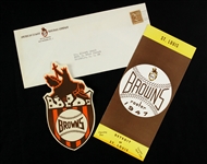 1947 circa  St. Louis Browns Spring Training / Opening Day Pamphlet, Original Envelope, and Decal