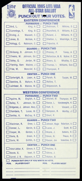 1985 Official NBA All Star Game Ballot “Michael Jordan’s 1st AS Game” 
