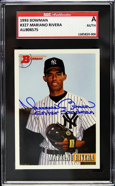 1993 Mariano Rivera New York Yankees Signed Bowman #327 Card (SGC Slabbed)