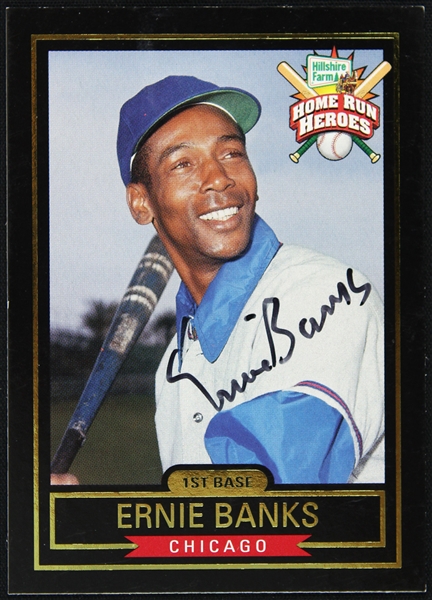 1999 Ernie Banks Chicago Cubs Hillshire Farms Home Run Heroes Signed Baseball Card (JSA)