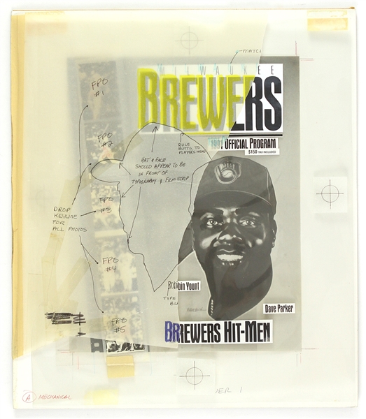 1991 Robin Yount Dave Parker Milwaukee Brewers 13" x 15" Game Program Cover Mock Up