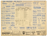 1949 New York Yankees Brooklyn Dodgers World Series Game 4 Box Score Printed on 15" x 19" Chateau Placemat