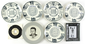 1960s-70s Baseball Politics Commemorative Plate Collection - Lot of 8 w/ Warren Spahn Signed, Burleigh Grimes Signed, Gaylord Nelson Signed & More (JSA)