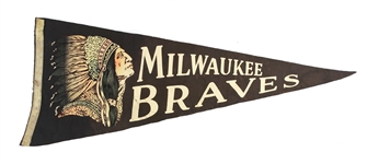 1950s Milwaukee Braves Full Size 29" Pennant