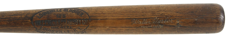 1926 Walter Gerber St. Louis Browns H&B Louisville Slugger Professional Model Game Used Bat (MEARS LOA) Sidewritten "Walter Gerber 6/17/26"