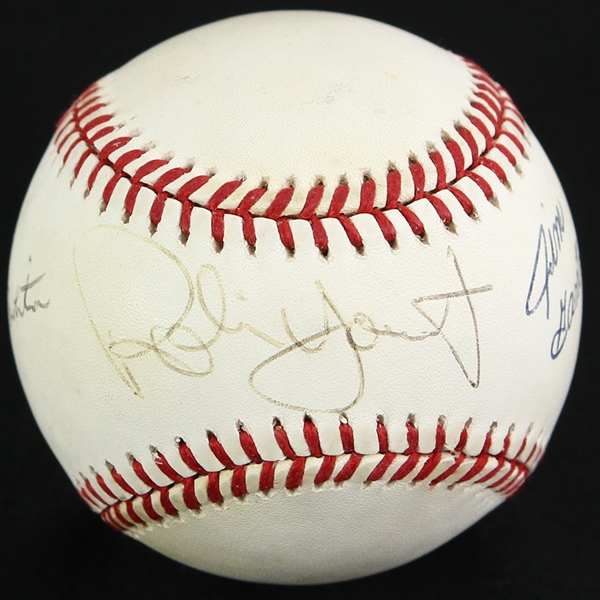 1995-99 Robin Yount Paul Molitor Jim Gantner Milwaukee Brewers Signed OAL Budig Baseball (JSA)