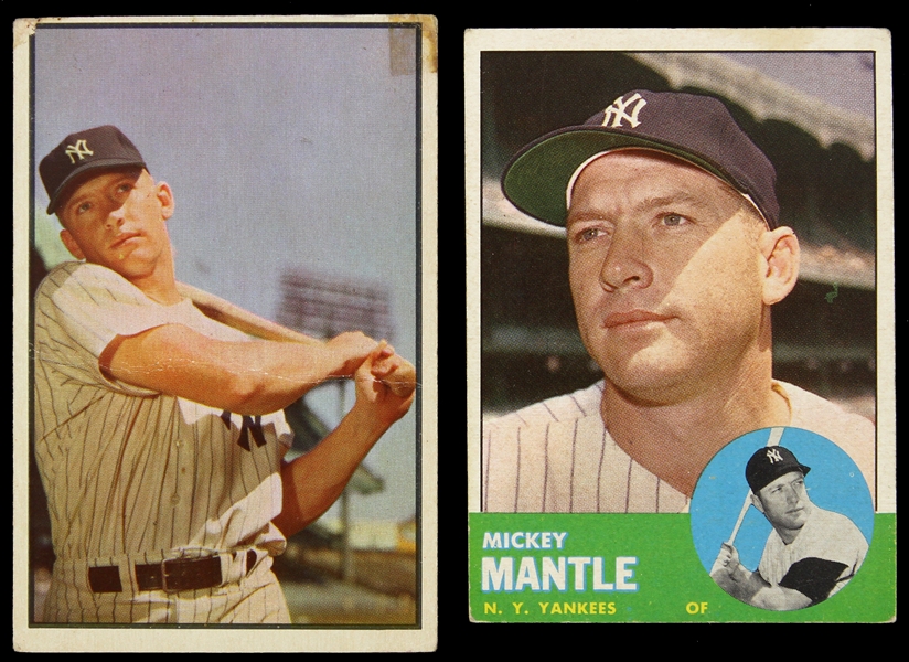 1953 Mickey Mantle Bowman #59 & 1963 Topps #200 Card (Lot of 2)