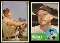 1953 Mickey Mantle Bowman #59 & 1963 Topps #200 Card (Lot of 2)
