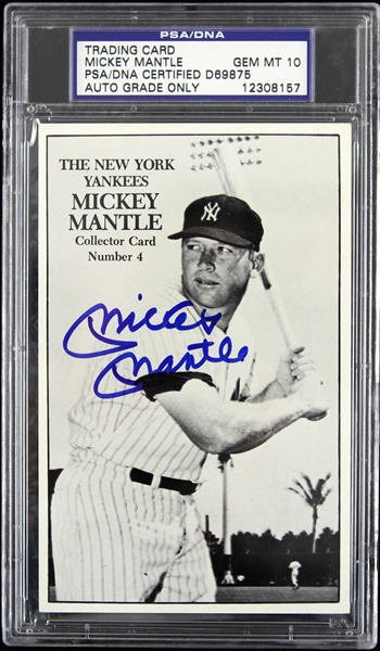 1990s Mickey Mantle New York Yankees 3.5”x5.5” Signed Slabbed Card (PSA Slabbed)