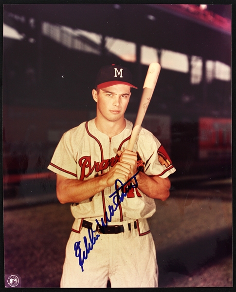 1953-1956 Eddie Mathews Milwaukee Braves Signed 8x10 Color Photo (JSA)