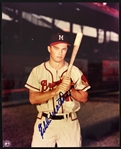 1953-1956 Eddie Mathews Milwaukee Braves Signed 8x10 Color Photo (JSA)