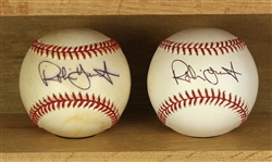1990-94 Robin Yount Milwaukee Brewers Signed OAL Brown Baseballs - Lot of 2 (JSA)