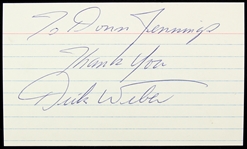 1970s Dick Weber Bowling Legend Signed 3x5 Card (JSA)