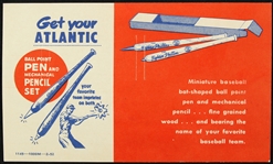 1950s Louisville Slugger Bat Pen & Pencil 3.5”x5.5” Advertising Card