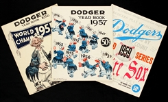 1955, 1957, 1959 Brooklyn Dodgers World Series Program Collection (3)