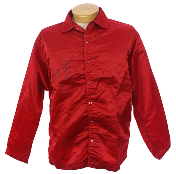 1963-1965 circa Pete Rose Cincinnati Reds Signed Game Worn Windbreaker Jacket (MEARS LOA/JSA) "Gifted To Milwaukee Braves Clubhouse Kid"