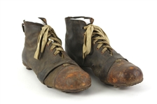 1900s-10s Game Worn High Top Leather Football Boots (MEARS LOA)