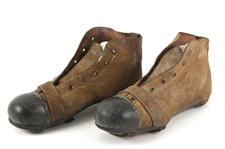 1900s-10s Game Worn High Top Leather Football Boots w/ Strip Cleats (MEARS LOA)