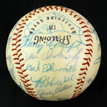 1960 Chicago Cubs Team Signed Baseball w/ 26 Signatures Including Ernie Banks, Ron Santo, Lou Boudreau & More (JSA)