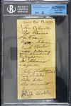 1936 (November 2nd) Green Bay Packers NFL Champions Team Signed Sheet (16) Beckett Slabbed