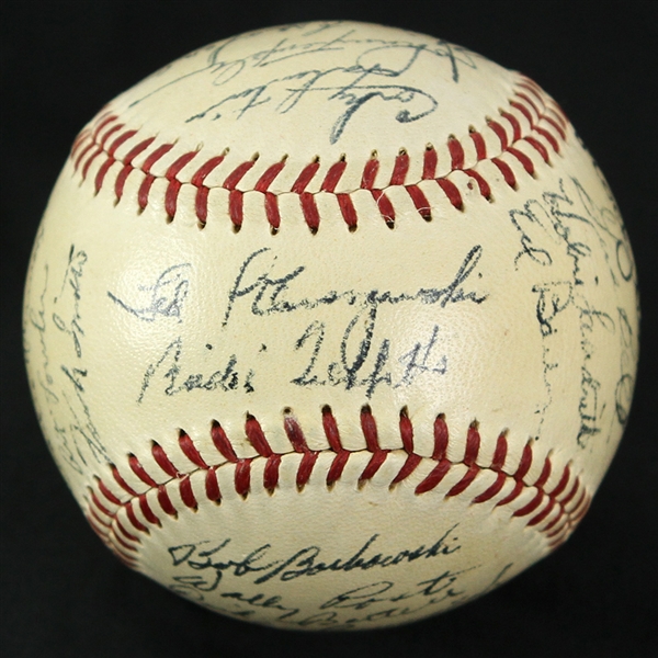 1954 Cincinnati Reds Team Signed ONL Giles Baseball w/ 28 Signatures Including Ted Kluszewski, Birdie Tebbetts, Gus Bell, Roy McMillan & More (JSA) 