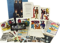 1960s-2000s Beatles Memorabilia Collection - Lot of 38 w/ Poster, Record Albums, Yellow Submarine Pop Out Art Decoration Books & More