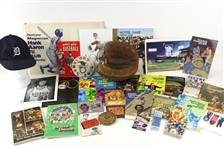 1930s-90s Baseball Basketball Football Memorabilia Collection - Lot of 34 w/ Media Guides, Nolan Ryan, Notre Dame, Hank Aaron 715 Club Membership Kit & More