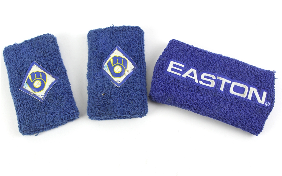 1980s Robin Yount Milwaukee Brewers Game Worn Wristbands - Lot of 3 (MEARS LOA)