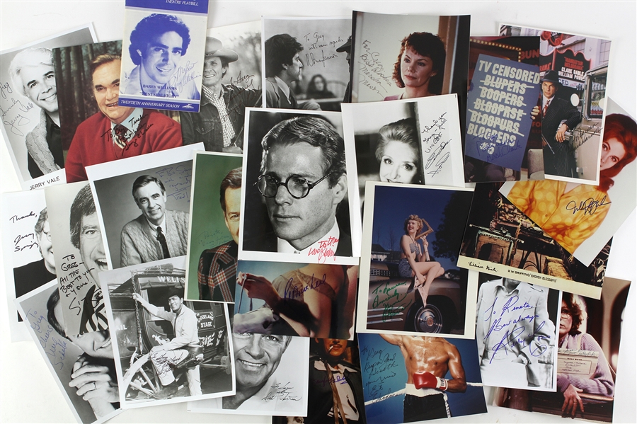 1960s-90s Hollywood Signed Photo Collection - Lot of 25 w/ Barry Williams, Mr. Rogers, Dick Clark & More (JSA)