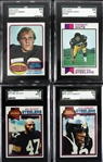 1973-79 Pittsburgh Steelers SGC Slabbed Football Trading Cards - Lot of 4 w/ 1976 Jack Lambert Rookie (84 NM 7), 1973 Dwight White Rookie (84 NM 7) & More
