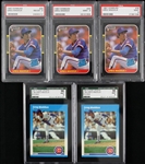 1987 Greg Maddux Chicago Cubs PSA/SGC Slabbed Fleer Update/Donruss Rookie Trading Cards - Lot of 5