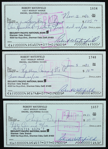 1981 Bob Waterfield Los Angeles Rams Signed Personal Checks - Lot of 3 (JSA)