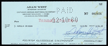 1980 Adam West Batman Signed Check (JSA)